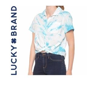 NWT Lucky Brand Tops Tie Dye Button Front Shirt Color: Blue/White  size M